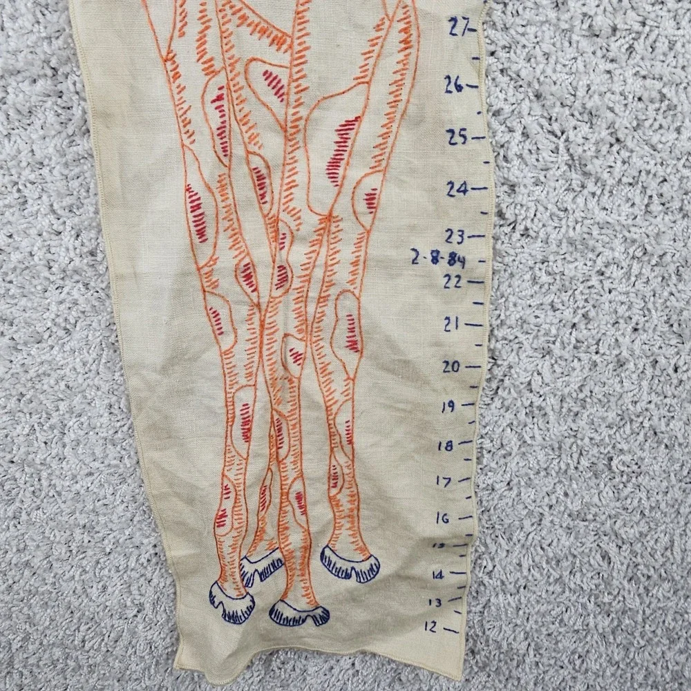 Vintage Wall Hanging Giraffe Flower Growth Chart 80s Used Grandmacore